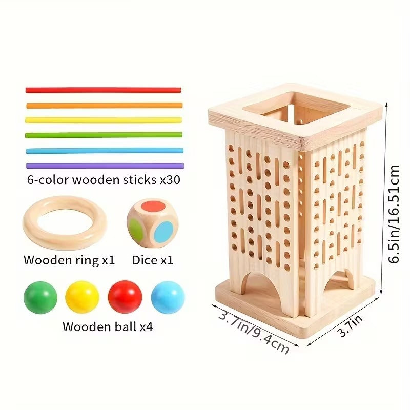 Wooden Sticks Toy, Wooden Puzzle Toy, Multiplayer Interactive Board Game, Parent-Youngsters Game, Cultivates Logic and Space Thinking, Perfect Gift for Various Holidays